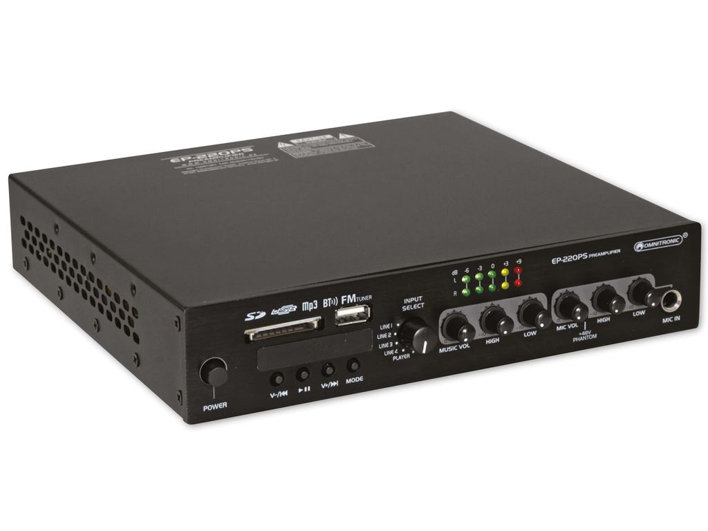 OMNITRONIC EP-220PS Vorverstärker mit MP3-Player, Bluetooth und FM-Radio 9.5 (10007081)