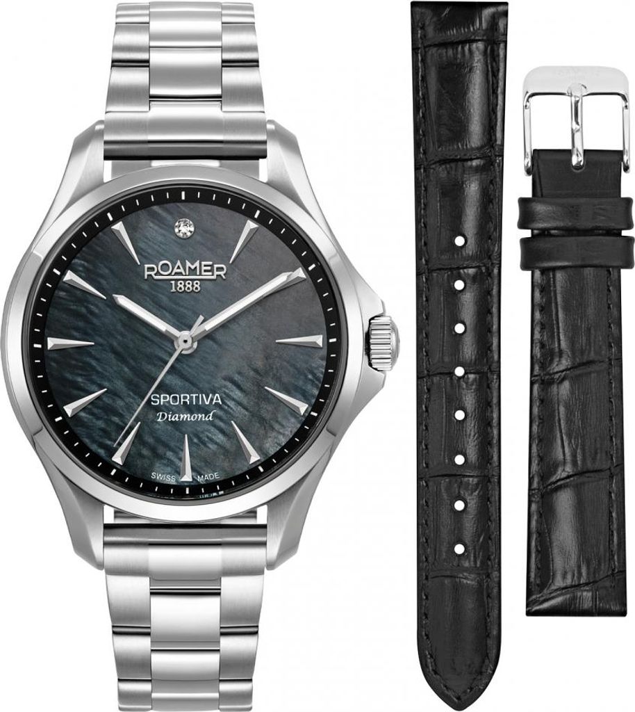 Damen-Set ROAMER 865847 41 80 50, silber, sportlich, zusätzliches Armband.