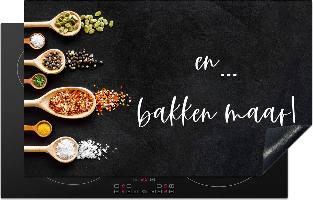 KitchenYeah Herdabdeckplatte Und... Backen Sie! - Küche - Sprichwörter - Zitate - Gewürze , 85x52cm, Küche Deko, Glaskeramikfeld Herdabdeckun...