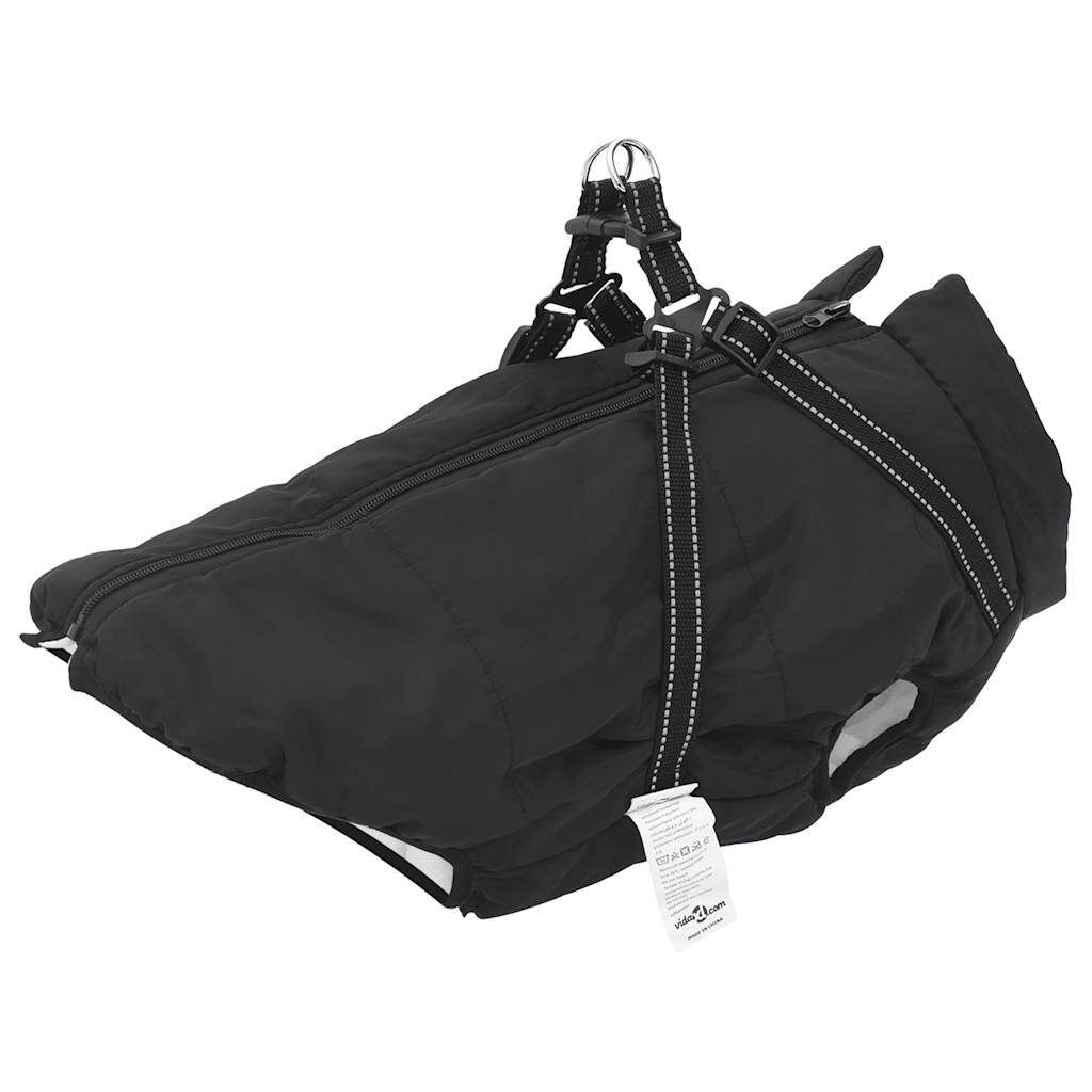 "WINTER SALE"Hundemantel mit Geschirr Wasserdicht Reflektierend Schwarz L44 NEU492591 - Tierbedarf