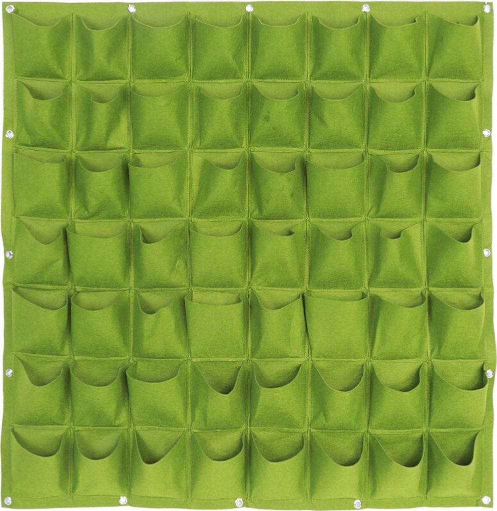 56 Taschen Pflanztasche Garten Balkon Wand Vertikale Blumenpflanzen Hängender Pflanzer Grüne Farbe