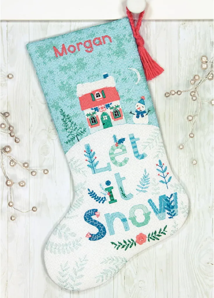 Kit Point de Croix Noël Complet - Créez votre Botte Holiday Home 40cm