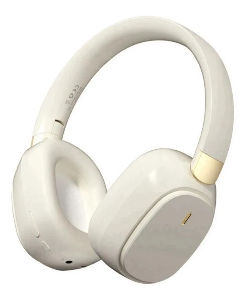 Casque Bluetooth pliable beige SY-T6 avec microphone intégré et stéréo