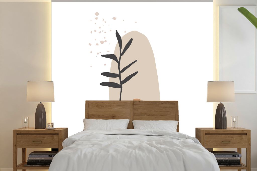 MuchoWow Fototapete für Wohnzimmer oder Schlafzimmer Wandtapete Vinyl Motivtapete Sommer - Pflanze - Weiß - 260x260 cm - Papiertapeten