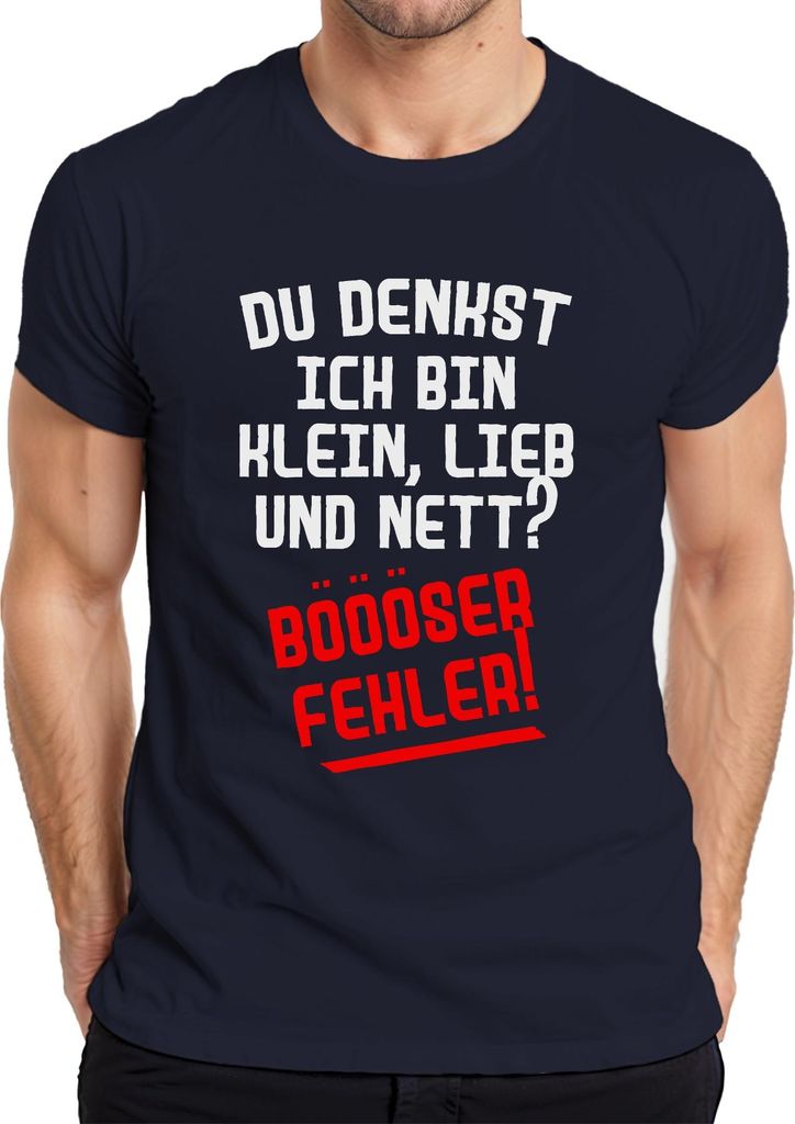 Klein lieb nett böser Fehler frecher sarkastischer Humor Spruch Herren T-Shirt, Navy, L