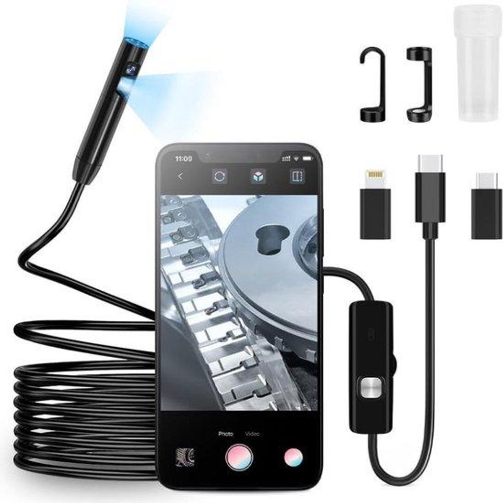 USB Endoskop für iPhone – Drahtlose HD-Inspektion-Kamera – WiFi-Endoskop für Android und iPhone – Schwarz - 10M