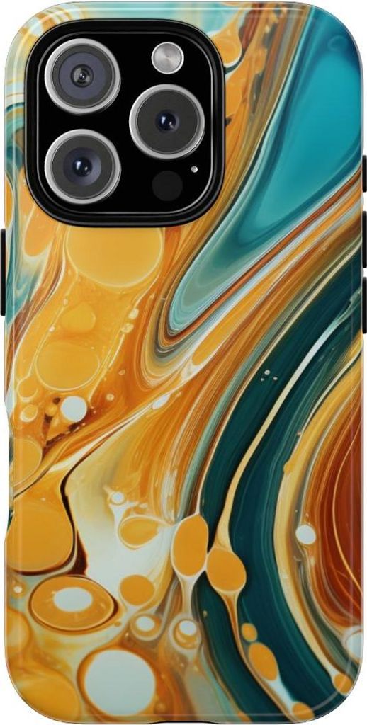 Türkis-Honig Wirbelmuster – Hülle Kompatibel mit iPhone 16 Pro