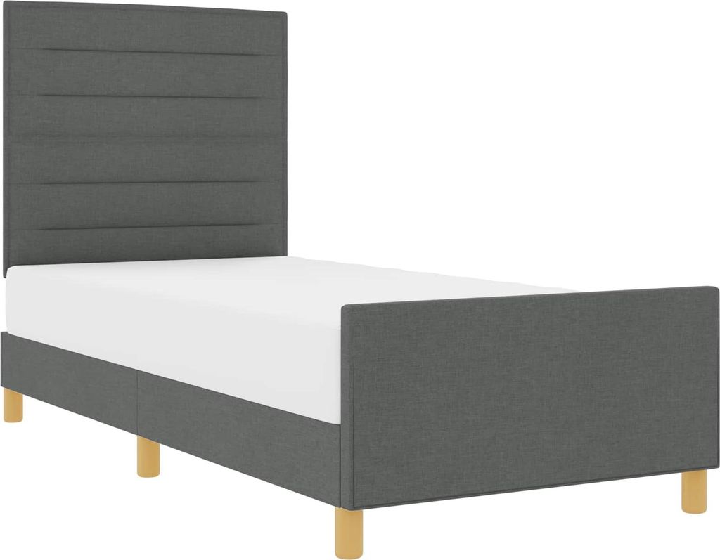 Bettgestell mit Kopfteil Dunkelgrau 90 x 190 cm Stoff