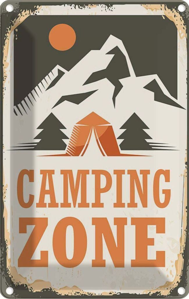 vianmo Blechschild 30x20 cm Camping Zone Outdoor