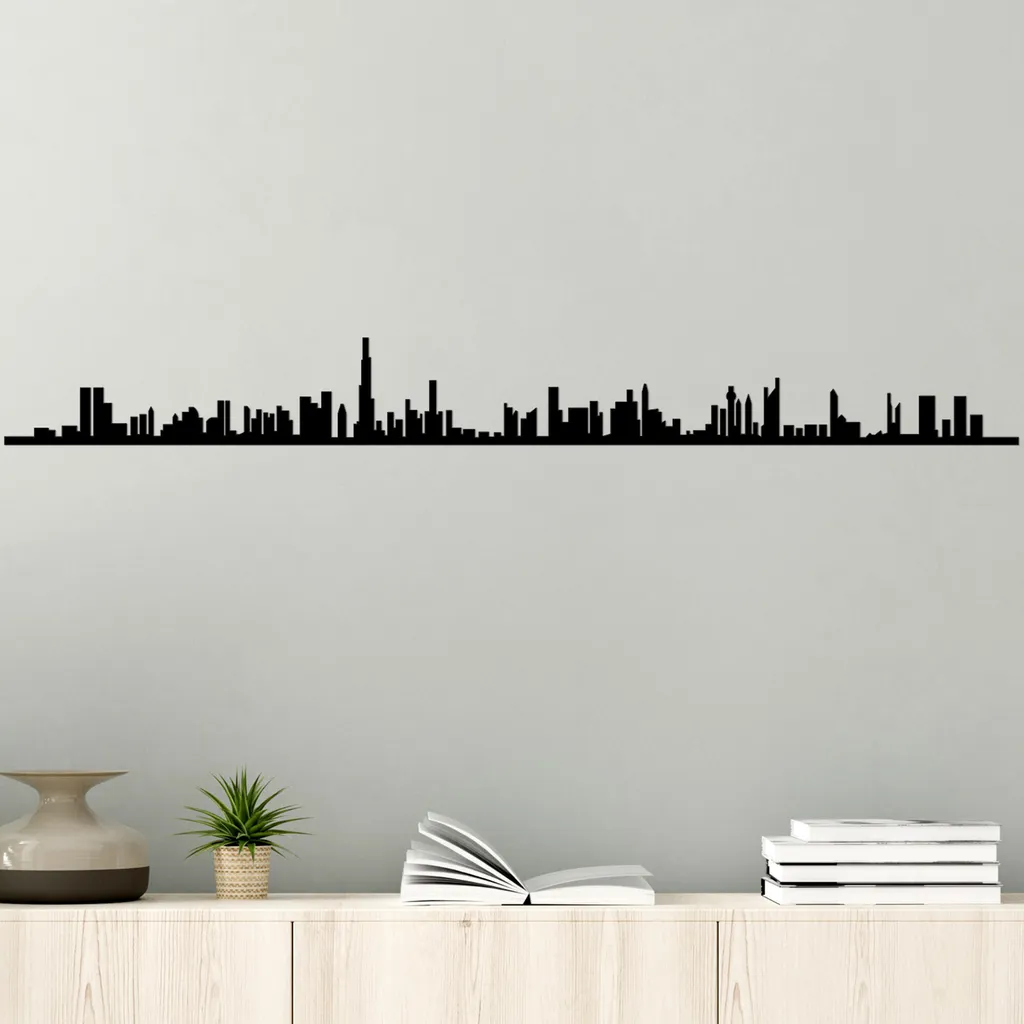 Décoration murale Dubai Skyline pour salon moderne métal noir Wallity