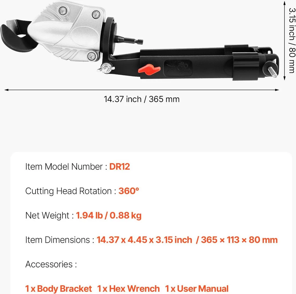Grignoteuse tôle pour perceuse 18V-20V avec tête pivotante à 360°
