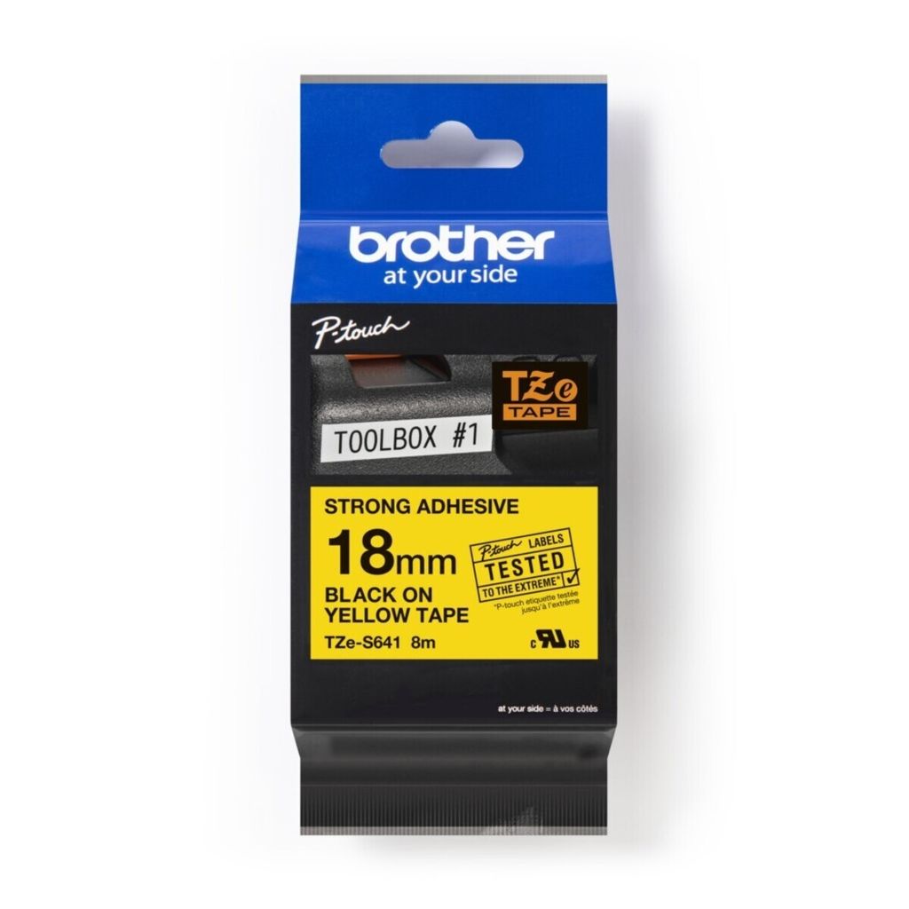 brother TZe-Tape TZe-S641 Schriftband extra stark 18 mm schwarz gelb