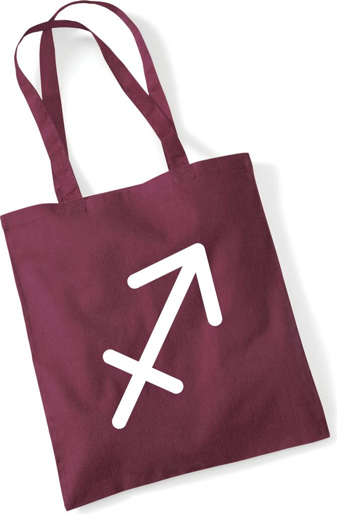Huuraa Jutebeutel Schütze Sternzeichen Zeichen 10 Liter Burgundy Baumwolle Tasche Geschenkidee