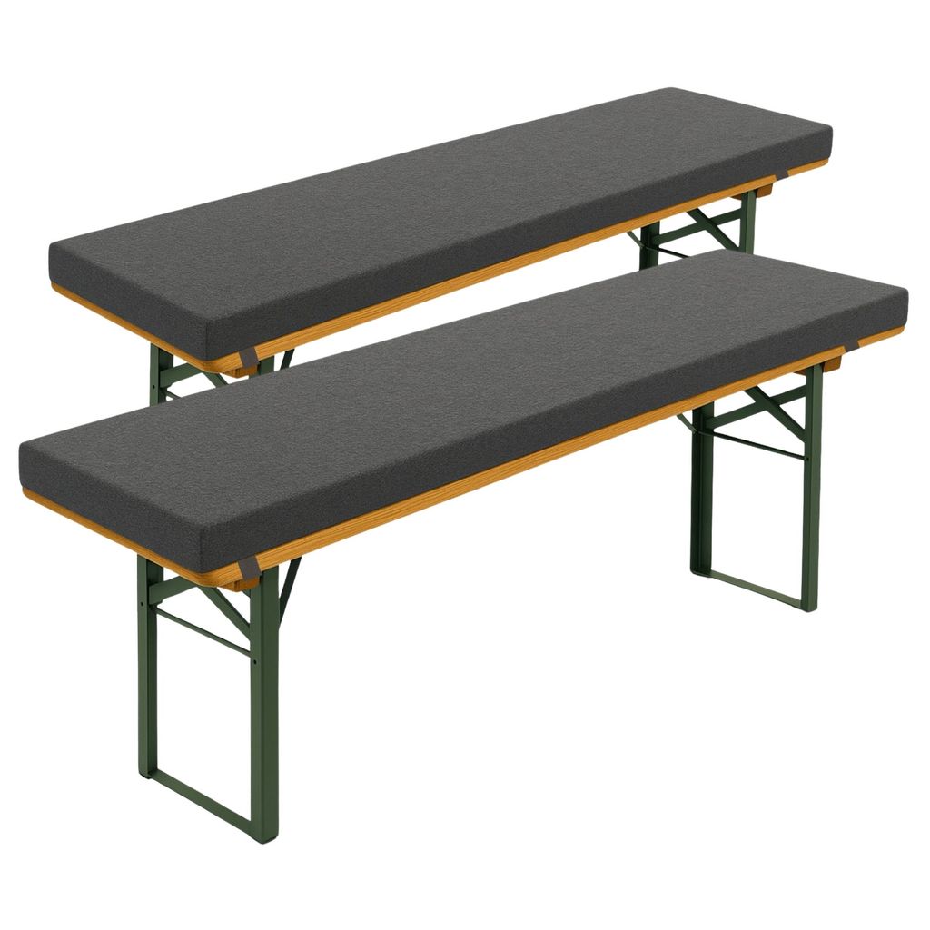 Set van 2 bierbankkussens 220 x 25 cm, donkergrijs, 4 cm Productafbeelding 