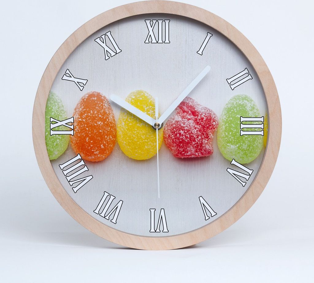 Holzuhr 25fi cm wanduhr - weiße Spitzen - farbige Produktbild 