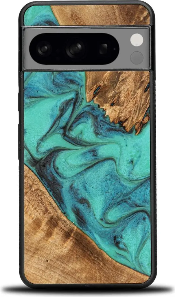 Carveit Custodia in Legno per Google Pixel 8 Pro Cover, Paraurti Robusto TPU Case, Antiurto Protezione Compatibile con Pixel 8 Pro Custodia (Rosea-Il Leone a Filigrana