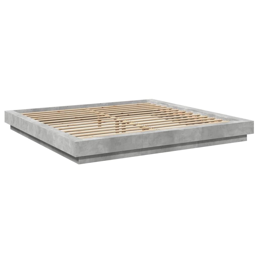 "im Sonderangebot"Bettgestell/Doppelbett ️Hochwertiges - Polsterbett Erwachsene/r /Kind - mit LED Betongrau 180x200cm Holzwerkstoff - Klassische ...