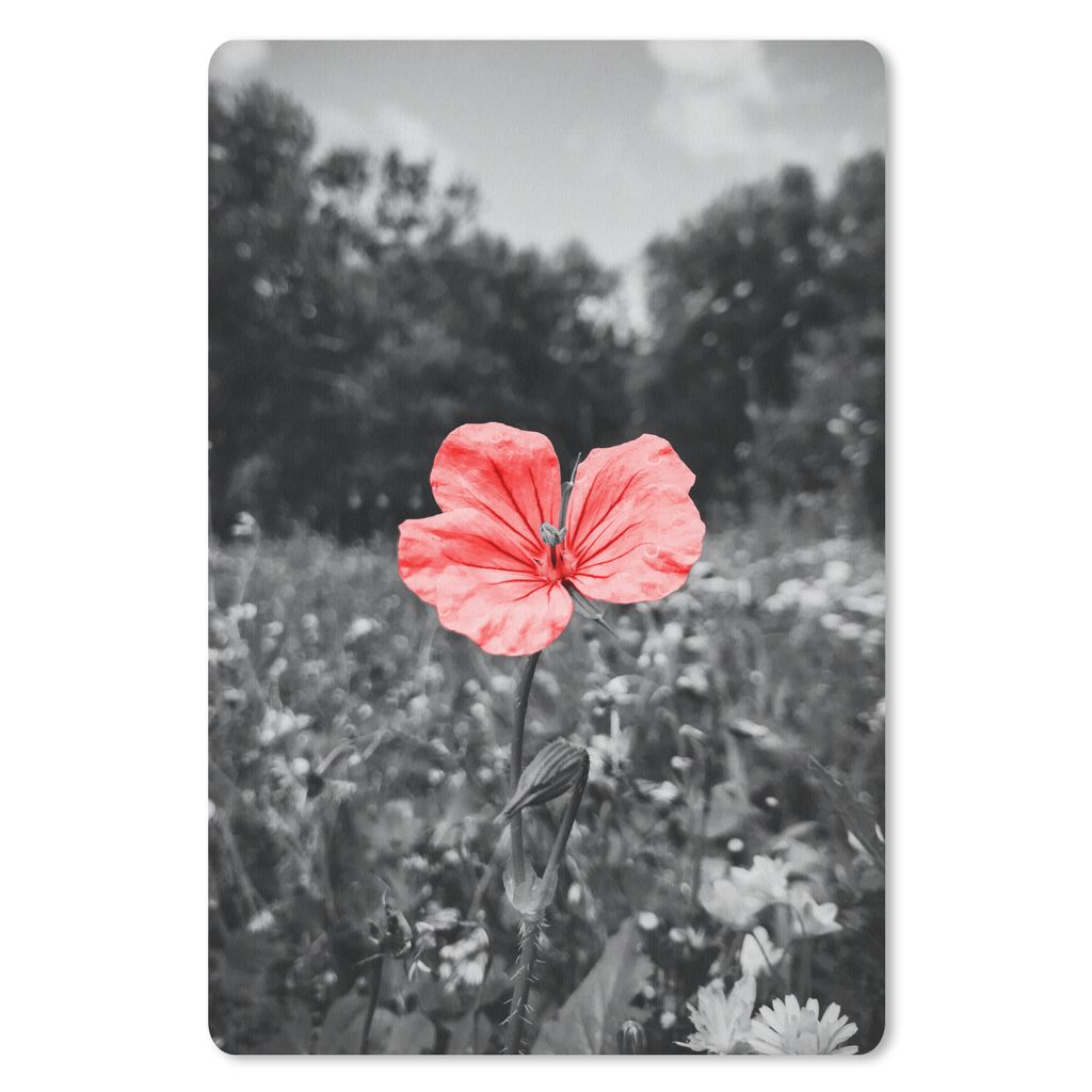 MuchoWow Mauspad Mousepad Blumen - Rosa - Schwarz - Weiß 40x60 cm - Mousepads - Maus Mat - Pad - Mausunterlage - Schreibtisch Accesoire