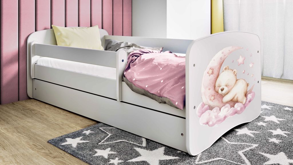 Kinderbett Jugendbett schlafen 70x140, 80x160, 80x180 cm - Komplettset mit Matratze, Schublade & Rausfallschutz