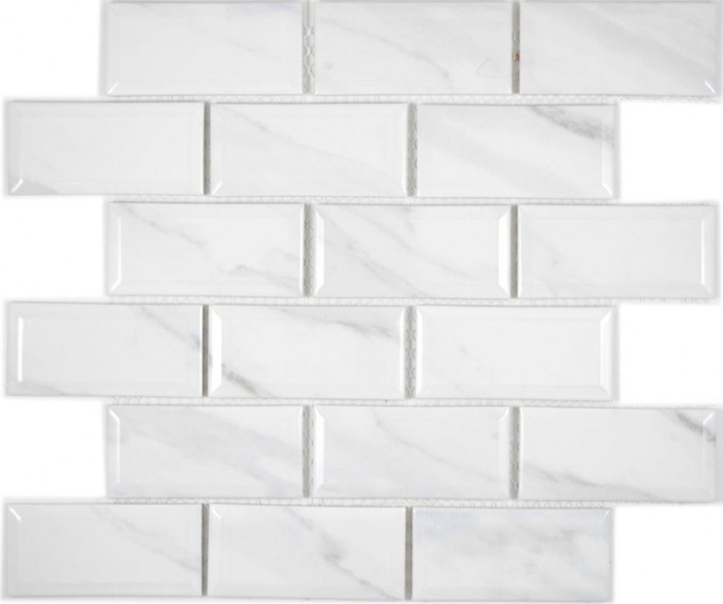 Keramikmosaik Metro Carrara Optik Fliesenspiegel Küchenrückwand BAD Dusche MOS26M-0203