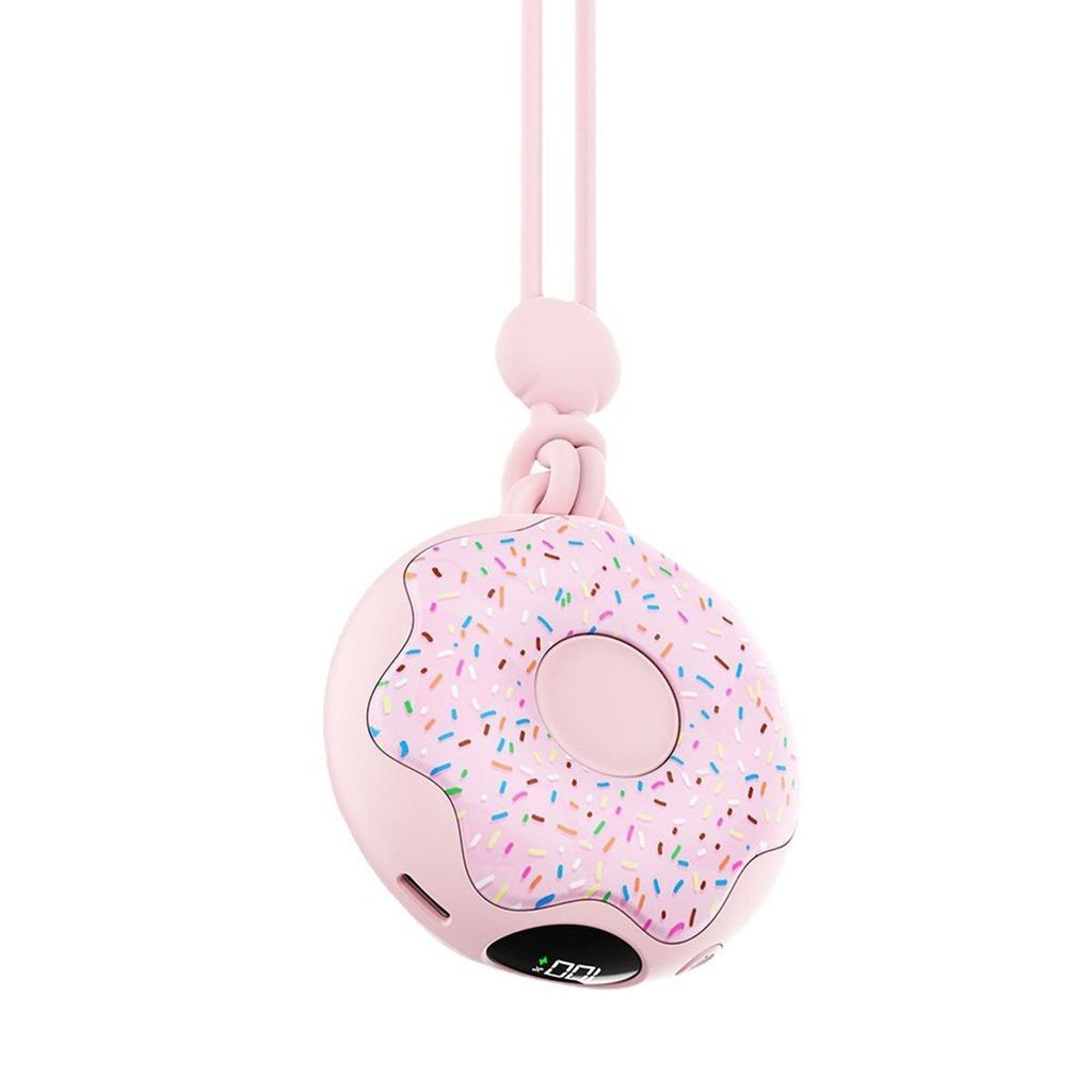 Donut Handwärmer mit LED-Anzeige, Wiederaufladbar, 3 Temperaturstufen, Mit Silikon-Handschlaufe, Erwärmung in 1 Sekunde