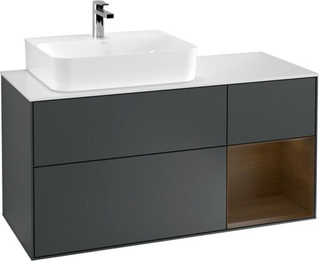 V&B Waschtischunterschrank Finion 120cm, Pl w m, Rg r wal ven, md b m Lac