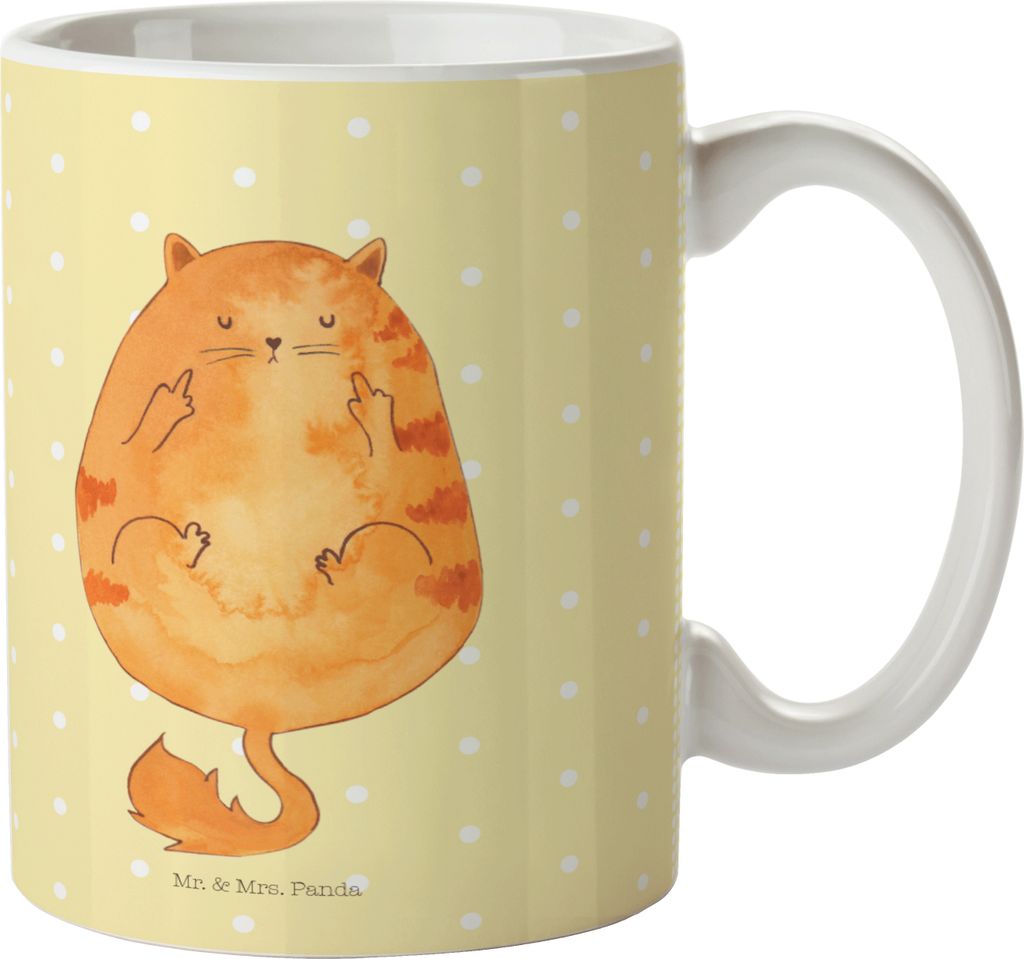 Mr. & Mrs. Panda Trinklernbecher Katze Frühaufsteher - Gelb Pastell - Geschenk, Plastikbecher, Tiger, Kater, Kaffee, Pott, Katzen, Outdoor Becher,...