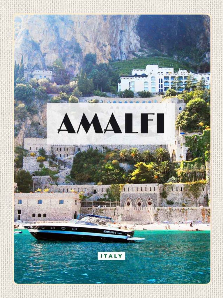 vianmo Holzschild 30x20 cm Amalfi Italy Touristik Bildmotiv Reisemotiv Abenteuer Reisen