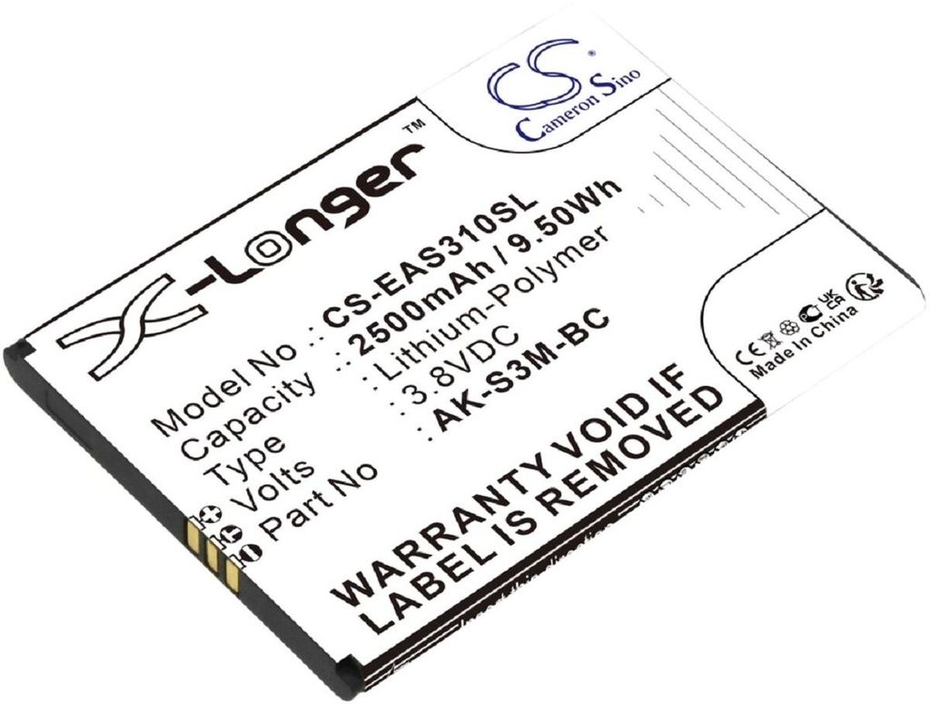 Akku für Agi AK-S3m-BC Li-Ion 3,8 Volt 2500 mAh schwarz.