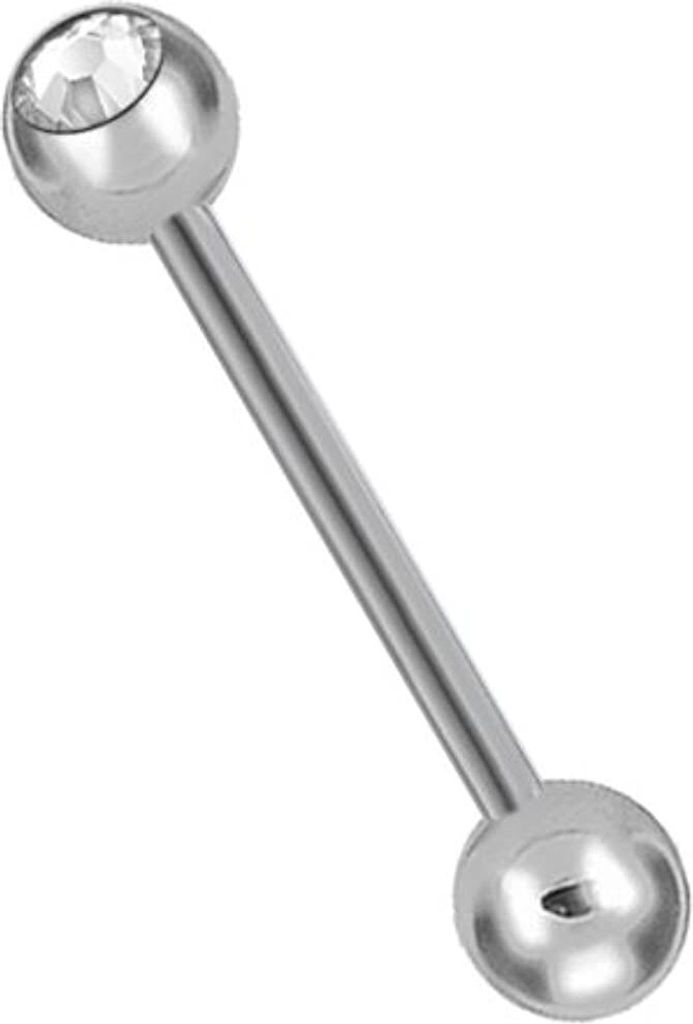 Zungenpiercing Piercing Hantel Titan G23 Kristall Kugel 5mm - Weiss TJRB - 14.0 Millimeter