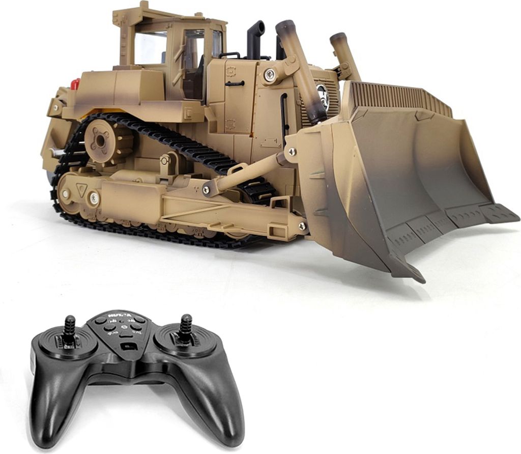 Fernbedienung Bulldozer, 2,4 GHz 1:18 Fernbedienung Legierung Sapper Bulldozer Spielzeug fuer Kinder Wuestengelb