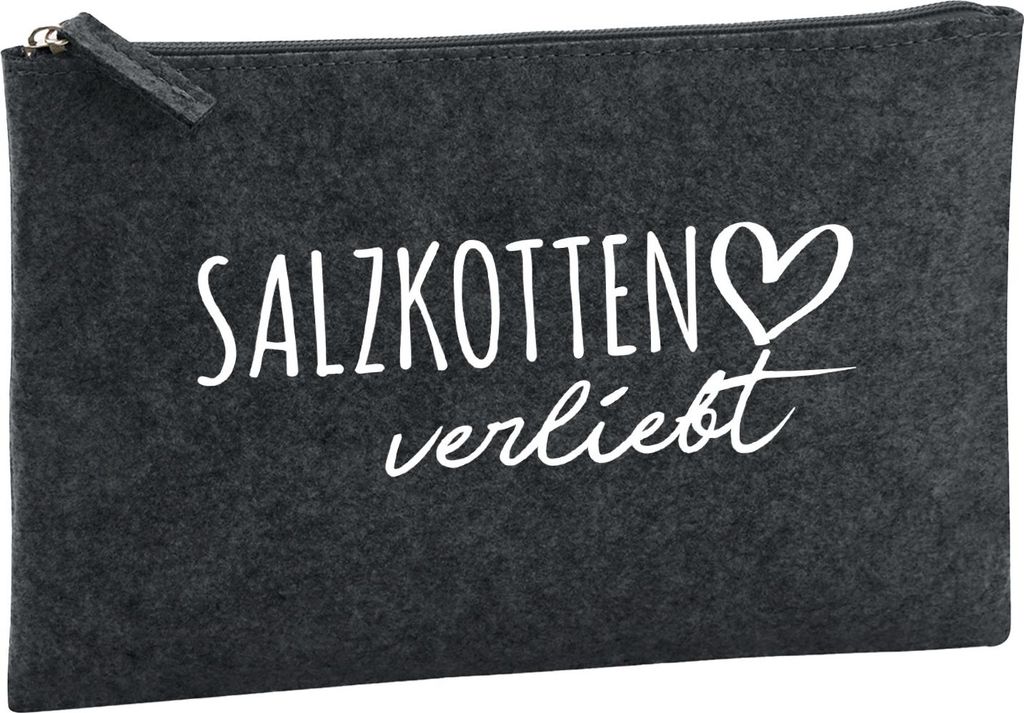 Huuraa Kulturbeutel Salzkotten verliebt 1 Liter Charcoal Filz Kosmetiktasche Geschenkidee