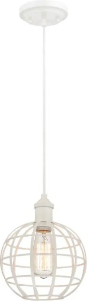 Suspension cage blanche sphérique luminaire design à éclairage direct
