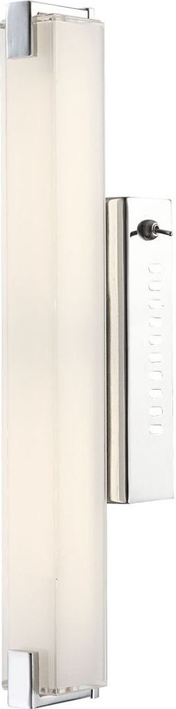 LED Wandleuchte, Chrom, Glas satiniert, L 38 cm
