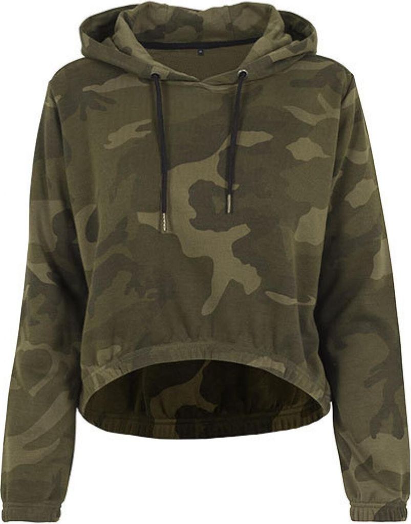 Build Your Brand Kapuzenpullover Damen Ladies Camo Cropped Hoody camouflage L