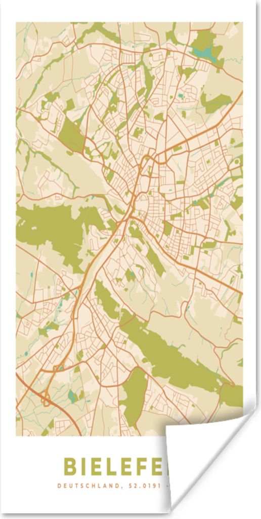 MuchoWow® Poster Karte - Bielefeld - Vintage - Stadtplan - Produktbild 