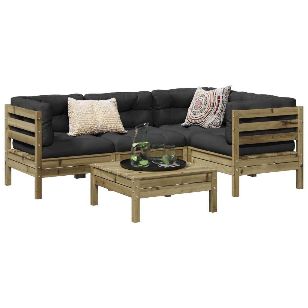 Best Möbel 5-tlg. Garten-Sofagarnitur mit Kissen Kiefernholz Imprägniert Gartenmöbelset CHYDE738566
