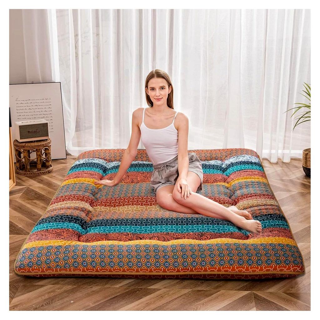 Isomatte im japanischen Stil, tragbare und faltbare Futon-Matratze für Erwachsene, ländliches Design, geeignet für Camping, Boden, Liege, Bett o...