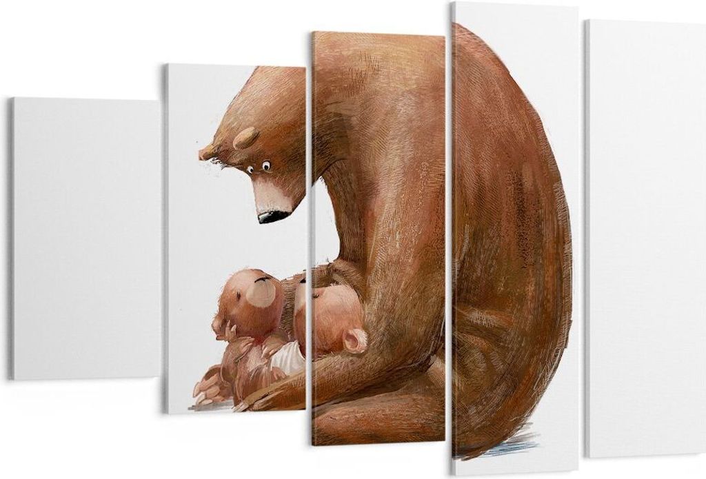 Bild auf Leinwand - Leinwandbild - 5 Teile - Bär Teddybären Kinder - 150x100cm - Wand Bild - Wanddeko - Wandbilder - Leinwanddruck - Bilder - Wan...