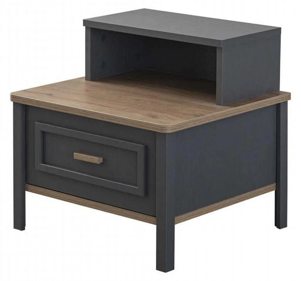 Chevet gris en bois massif modèle vintage avec tiroir de rangement