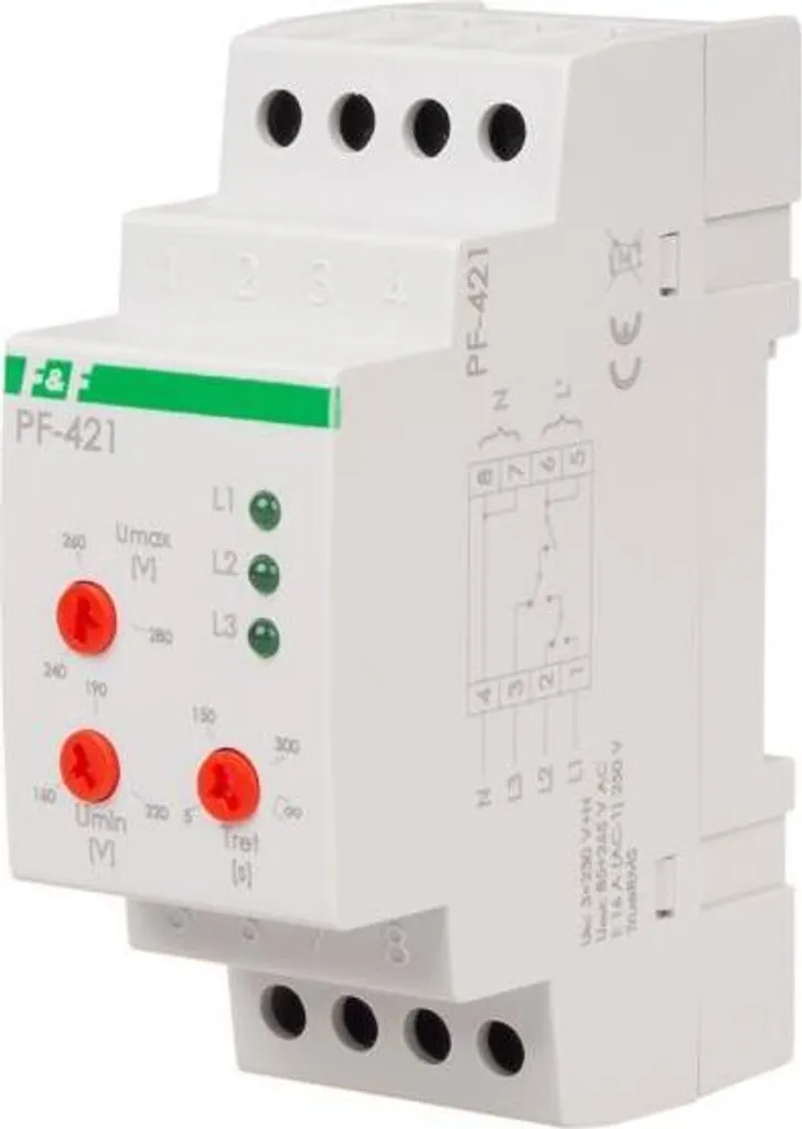 Commutazione automatica di fase con soglia di tensione inferiore e superiore regolabile PF-421-TRMS