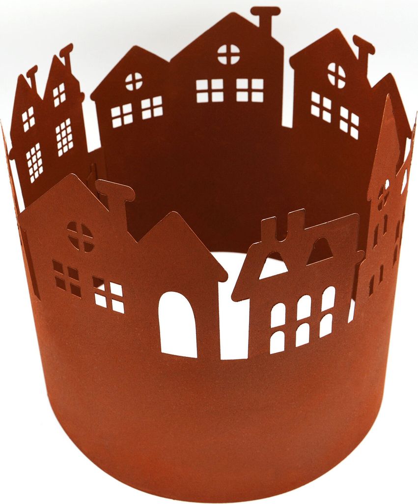 UNUS Beeteinfassung Häuser Metall Rostoptik Rost rund 28cm ? Höhe