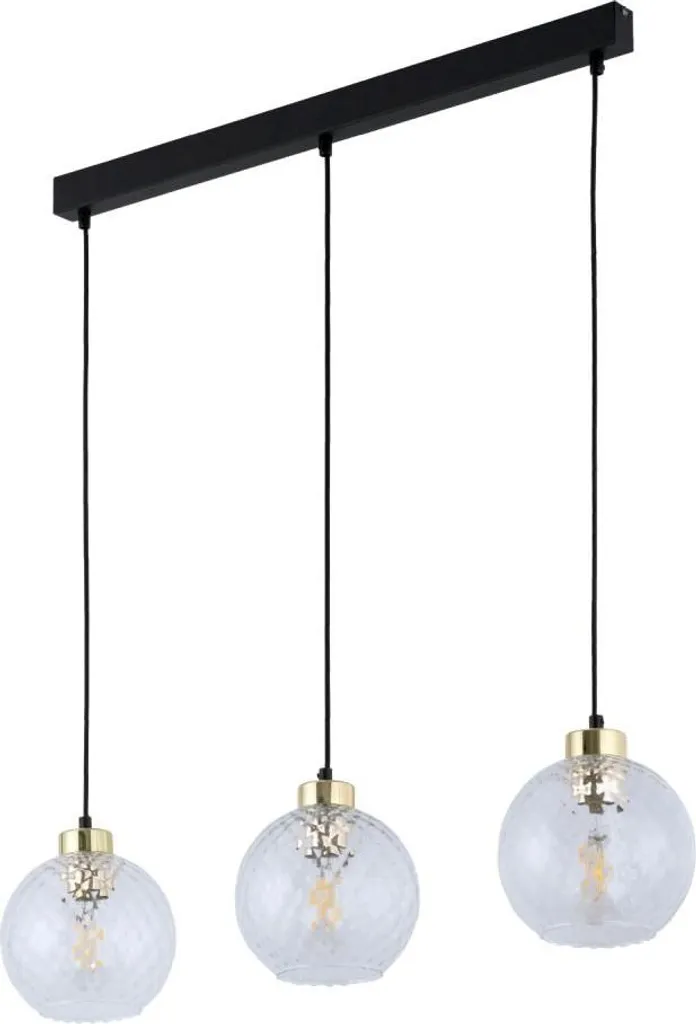 Plafonnier idéal pour table à manger 100 cm noir et verre cannelé design