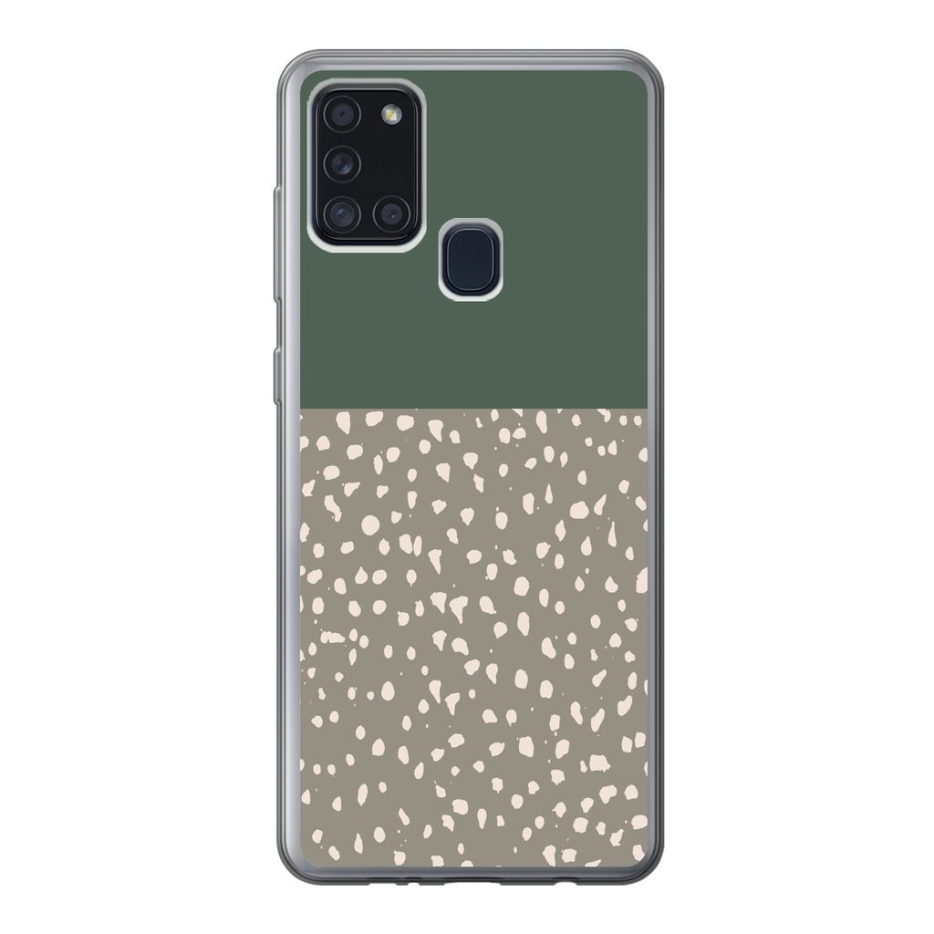 MuchoWow Handyhülle Schutzhülle Hülle für Samsung Galaxy A21s Polka dot - Grün - Muster Silikon Softcase Handy Hülle - Hartschale