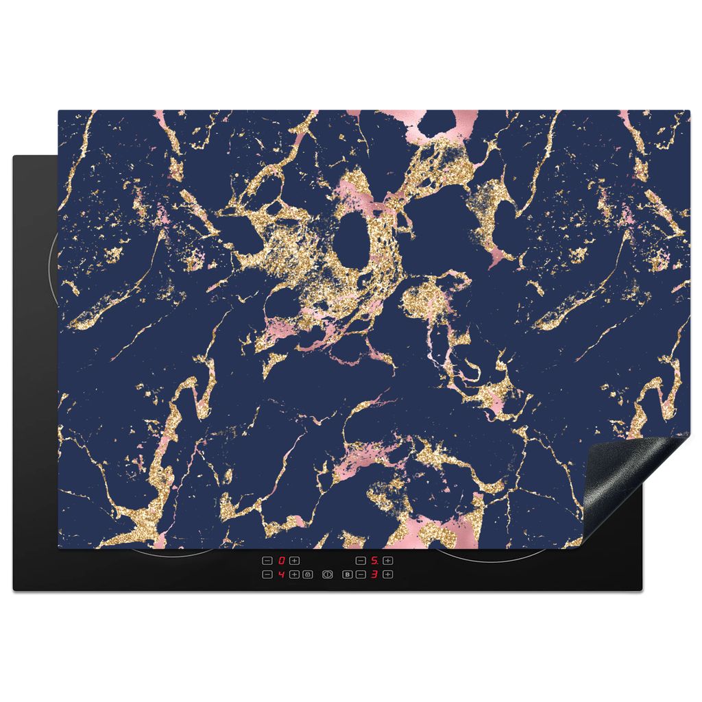 KitchenYeah Herdabdeckplatte Glitzer - Marmor - Design , 75x52cm, Küche Deko, Glaskeramikkochfeld Herdabdeckung, Abdeckplatte fùr Kochfeld