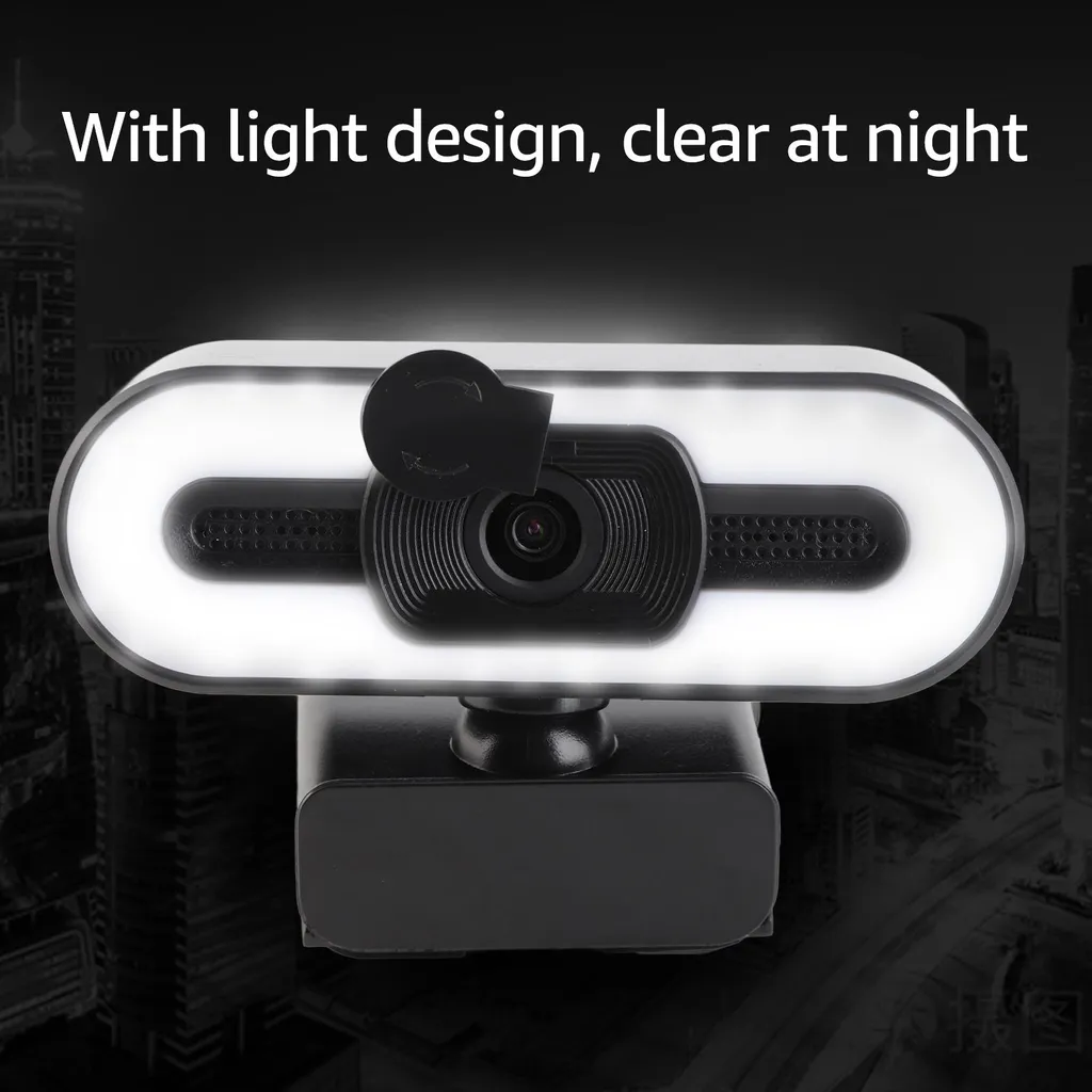 Caméra de Streaming 4K avec Éclairage LED Intégré et Micro USB pour PC