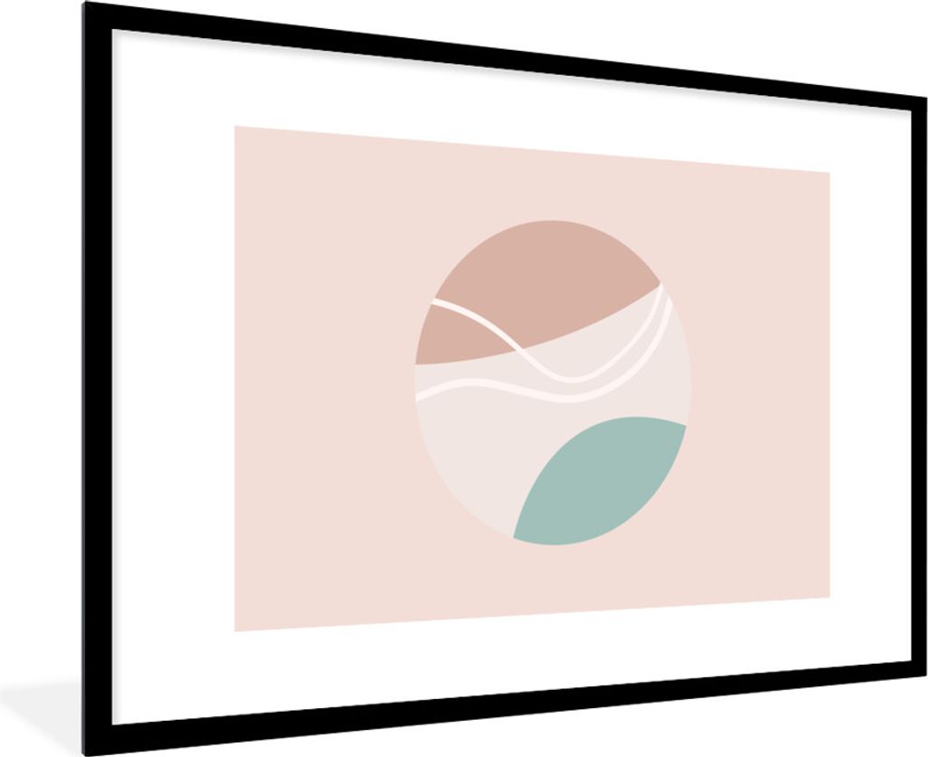 MuchoWow Gerahmtes Poster Sommer - Tennisball - Rosa - Blau 90x60 cm - Poster mit Schwarzem Bilderrahmen Wandposter Rahmen Foto Bilder - Wanddeko...