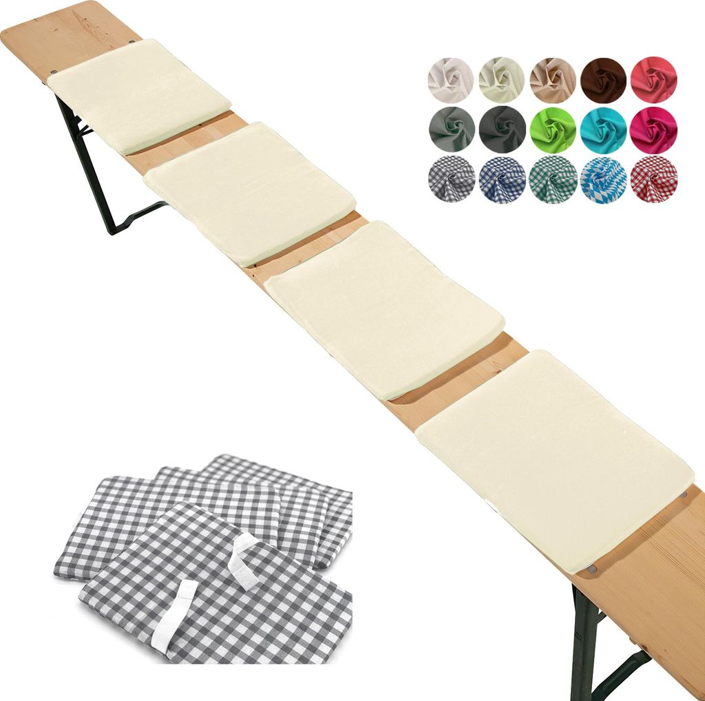 heimtexland ® Sitzkissen 4er Set  Bierbank Polster Auflage Produktbild 