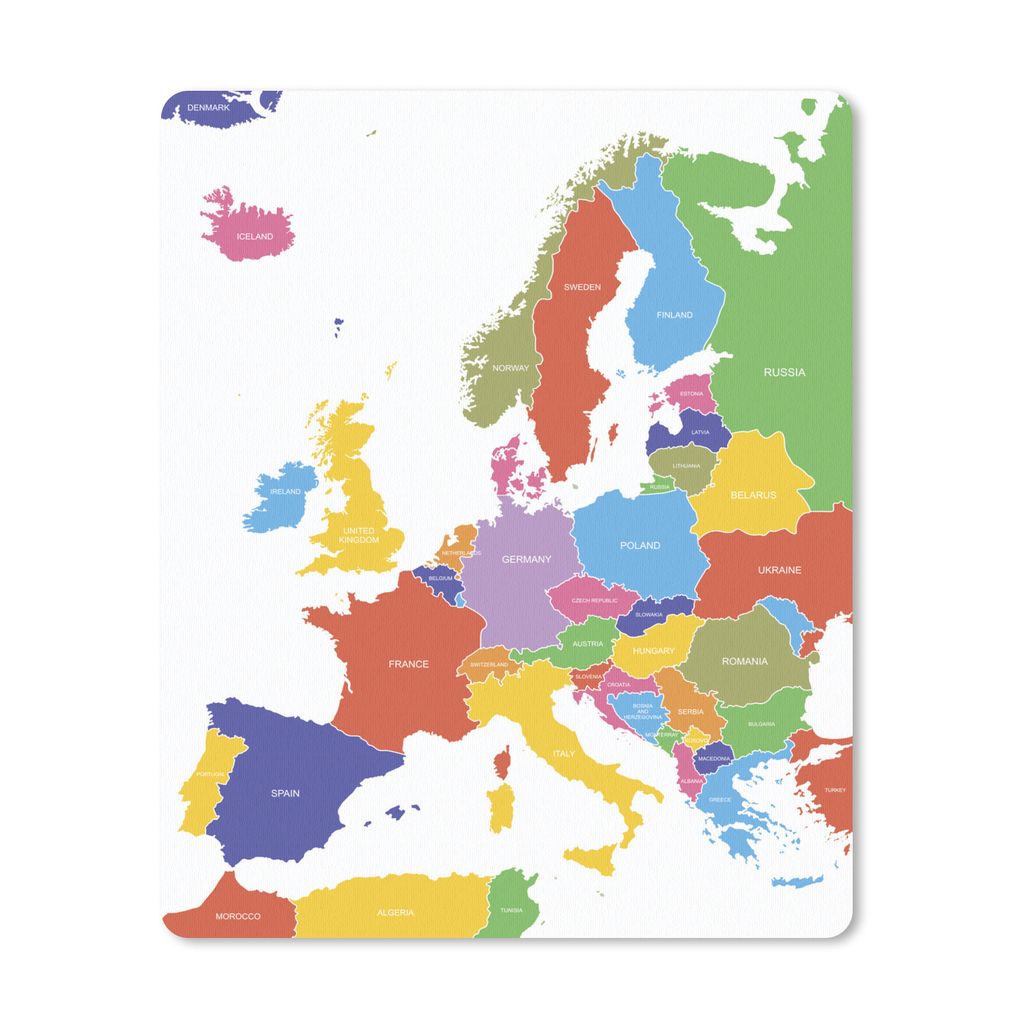 MuchoWow Mauspad Mousepad Karte - Europa - Farbe 19x23 cm - Mousepads - Maus Mat - Pad - Mausunterlage - Mauspads - Spielen