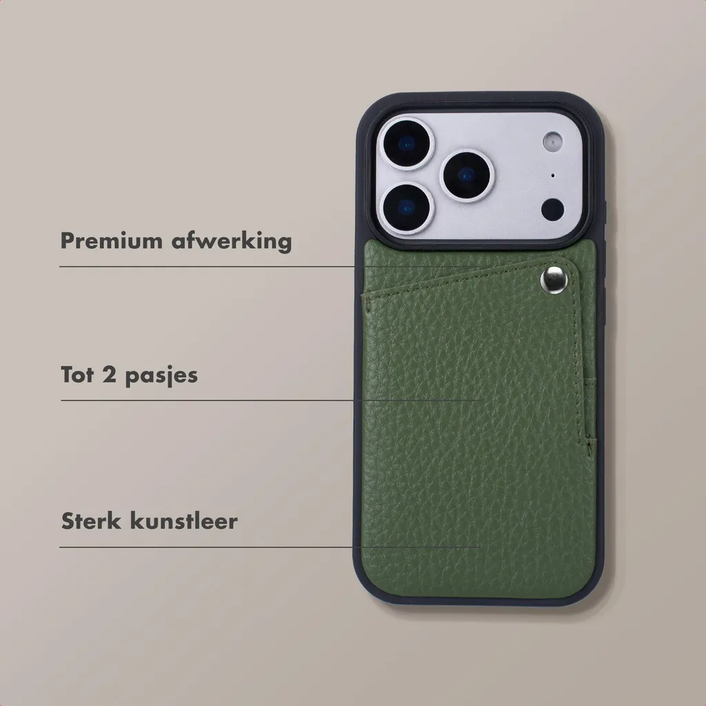 Custodia Professionale Selencia Riva iPhone 17 Pro Sage Green Porta Carte - 3